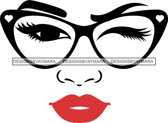 Download Afro Girl Babe Sexy Glasses Lips Wink SVG Cutting Files ...