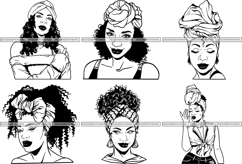 Download Instagram Bundle 6 Afro Woman Turban SVG Cutting Files For ...