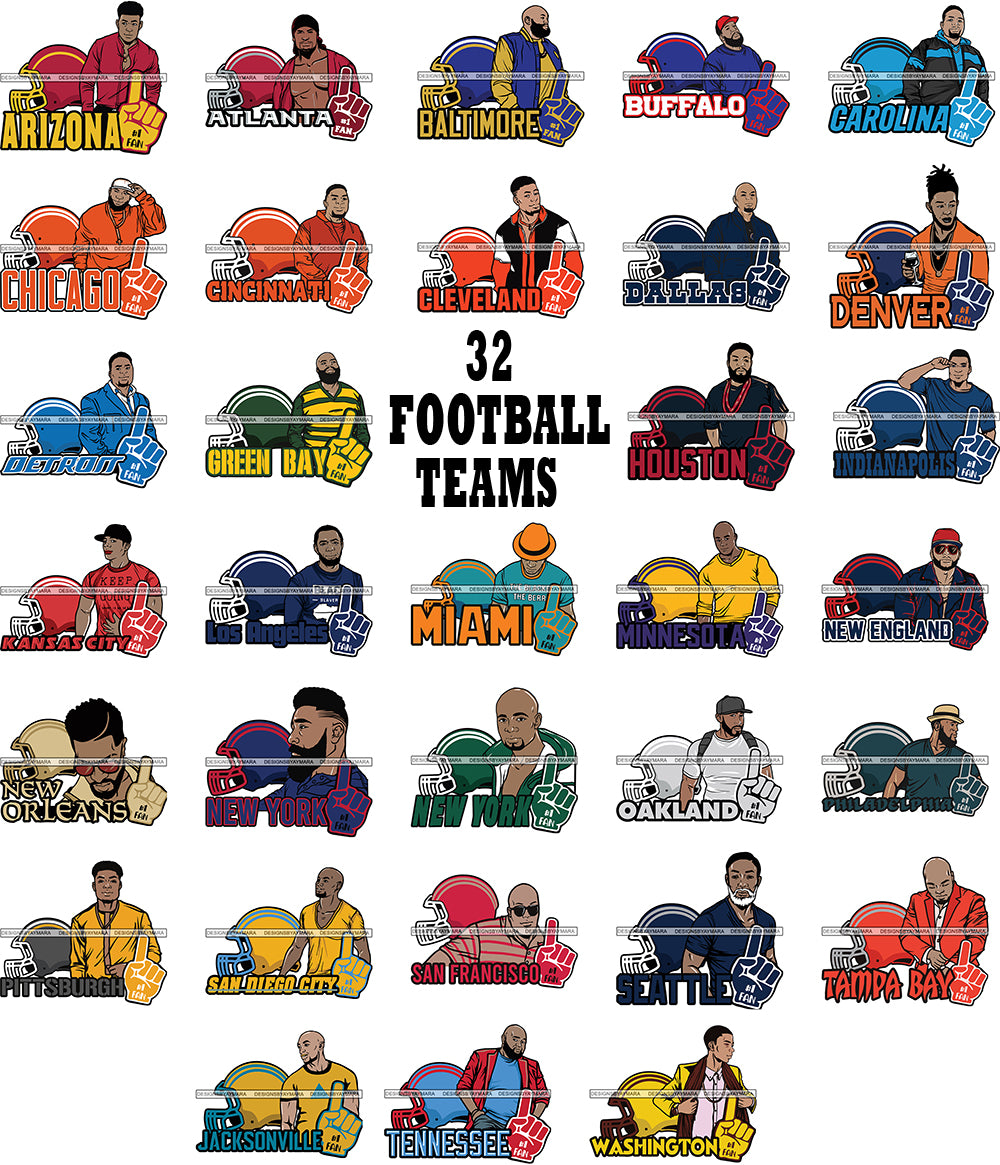 Download Bundle 32 Fan Football Team Man Sport SVG Cutting Files For Cricut and - DesignsByAymara