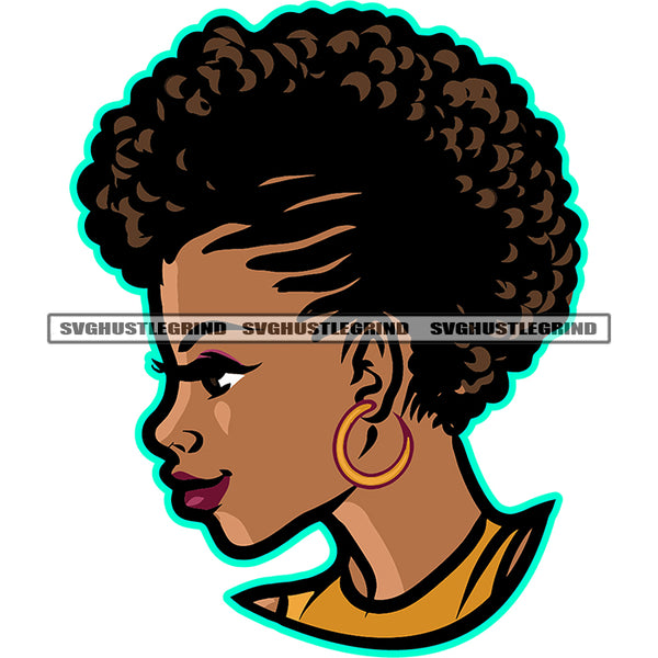 Afro Black Goddess Portrait Side Face Design Wearing Bamboo Earrings B Designsbyaymara
