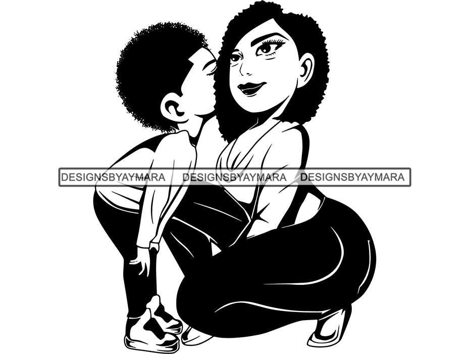 Download Woman Beautiful Kid Love Affection Kissing Mother Parenting Child .PNG - DesignsByAymara