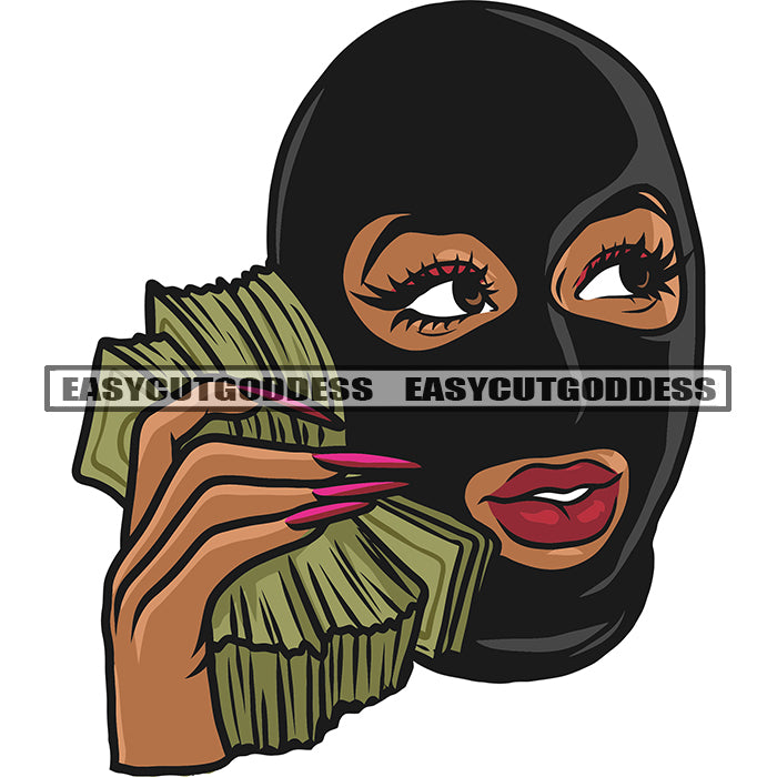 Smile Face Gangster African American Girl Hand Holding Money Bundle De –  DesignsByAymara