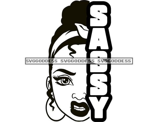 Download Sassy Half Face Black Woman Headband Sassy In Bw Svg Jpg Png Vector Cl Designsbyaymara