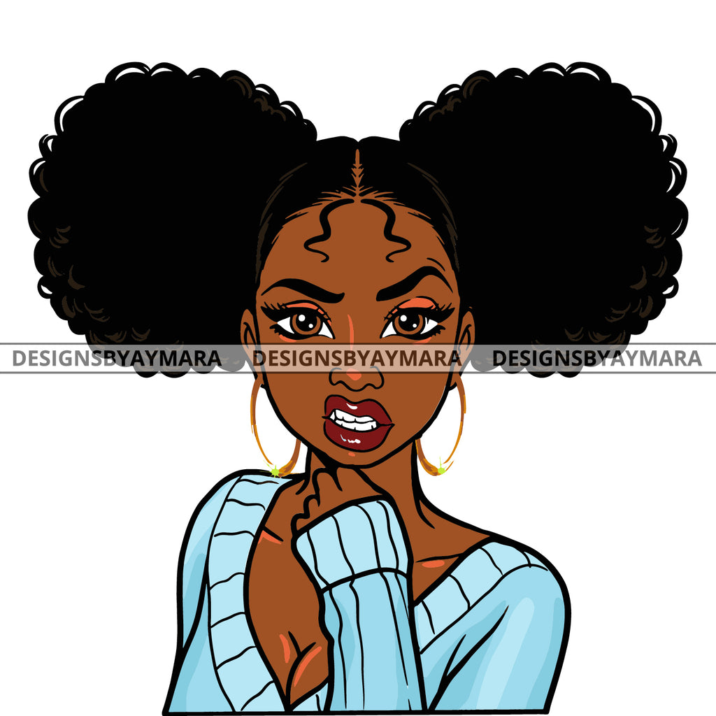 Download Sassy Black Woman Snarling In Blue Sweater Svg Jpg Png Vector Clipart Designsbyaymara