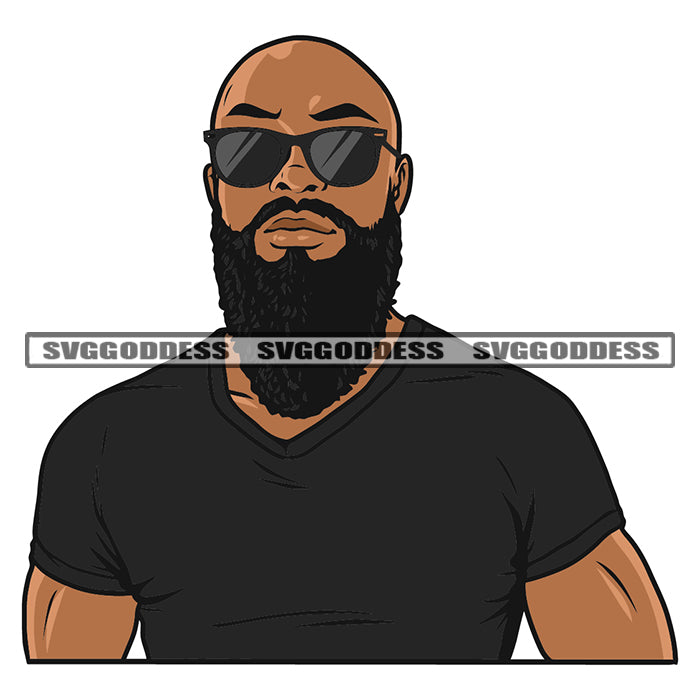 Gangster African American Man Wearing Sunglass And Black Color T-Shirt –  DesignsByAymara