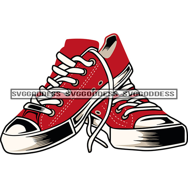 Sneakers Red Converse Pair SVG JPG PNG Vector Clipart Cricut Silhouett ...