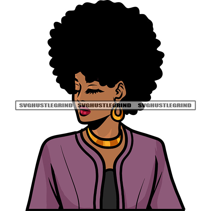 Smile Face African American Woman Afro Short Hairstyle Design Element –  DesignsByAymara