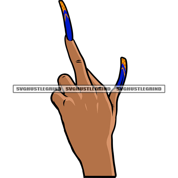 Gangster African American Woman Showing Middle Finger Long Nail Design –  DesignsByAymara