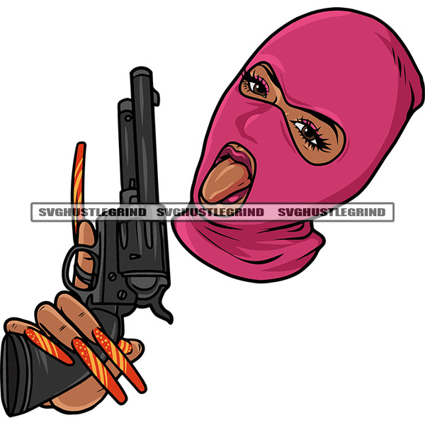 Gangster African American Woman Hand Holding Gun Afro Woman Long Nail –  DesignsByAymara