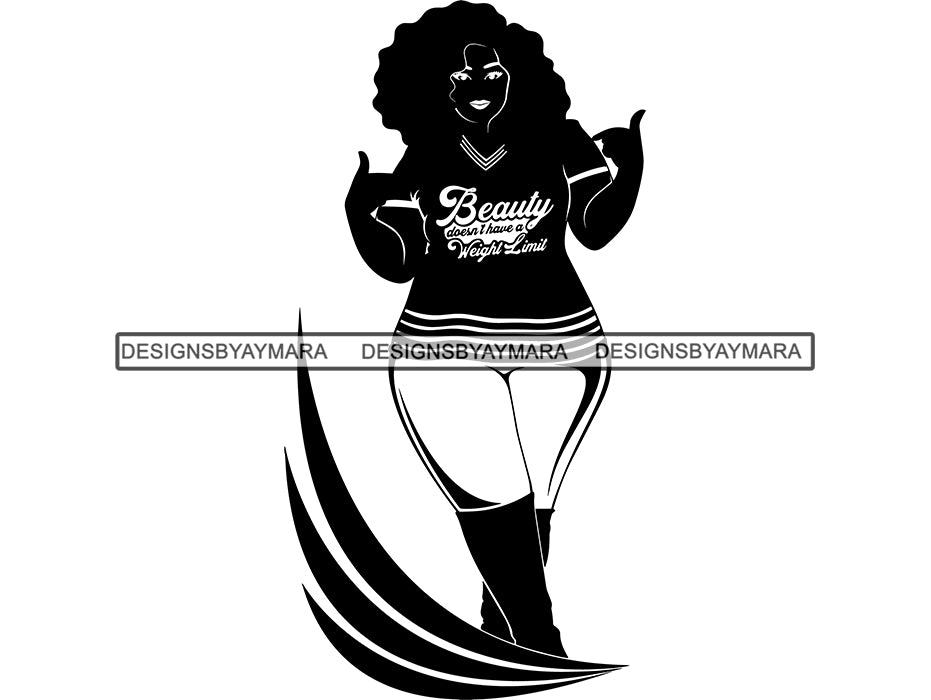 Afro Beautiful Big Woman SVG Silhouettes BBW Big And Bougie Queen Diva