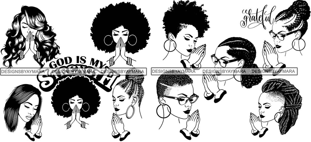 Download Bundle 10 Afro Woman Praying Svg Cutting Files For Silhouette And Cric Designsbyaymara