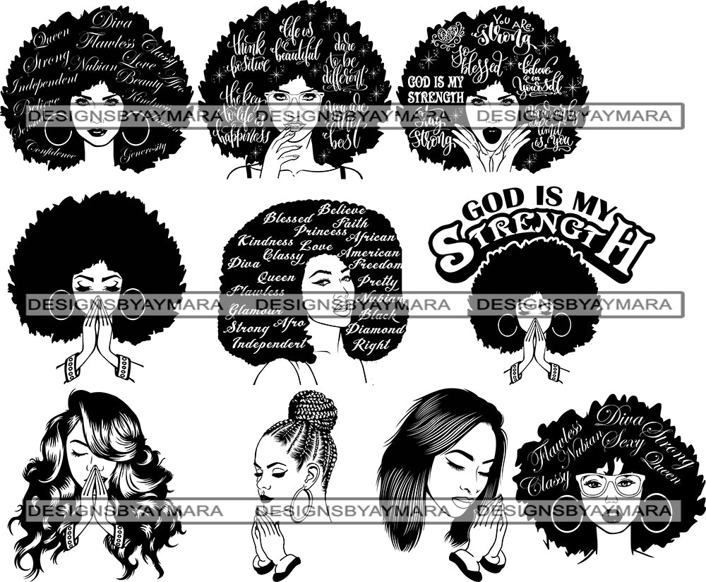 Download Bundle 10 Afro Beautiful Woman SVG Cutting Files For ...