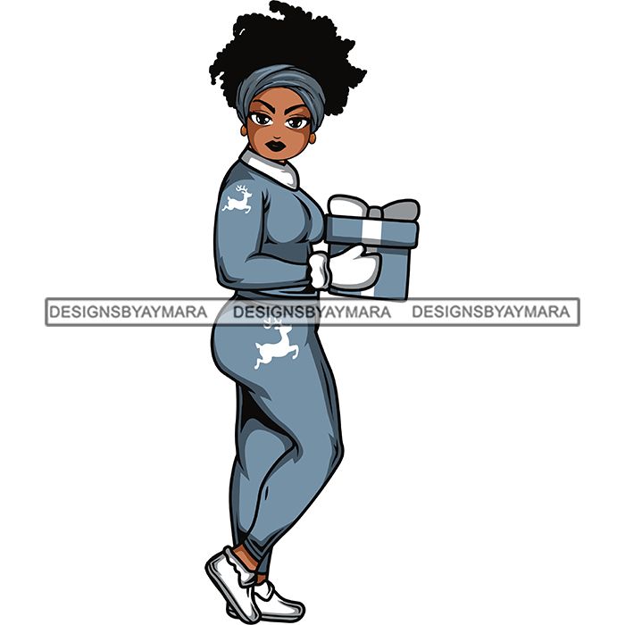 Download Afro Lola Christmas Winter Pajamas Gift .SVG Cutting Files ...