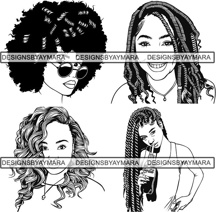 Download Bundle 4 Afro Woman SVG Cut File for Silhouette and Cricut ...