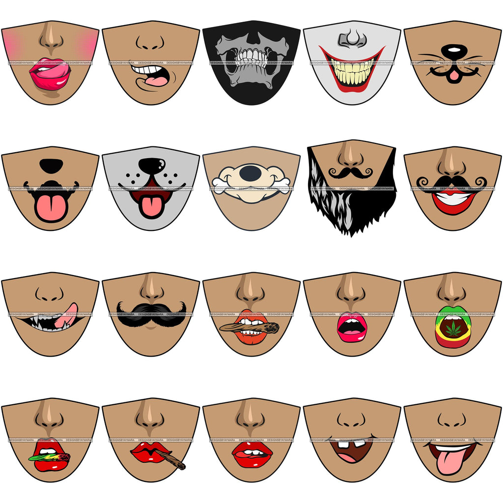 Download Bundle 20 Funny Half Face Cute Designs For Mask Virus Protection Svg C Designsbyaymara