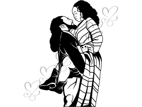 Black Couple SVG Relationship African Ethnicity Kissing 