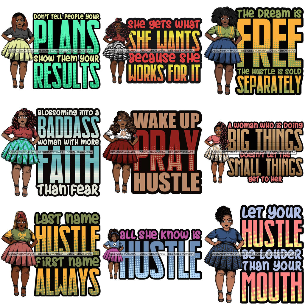 Bundle 9 Afro Thick Classy Lola Boss Lady Hustle Quotes Svg Cutting F Designsbyaymara