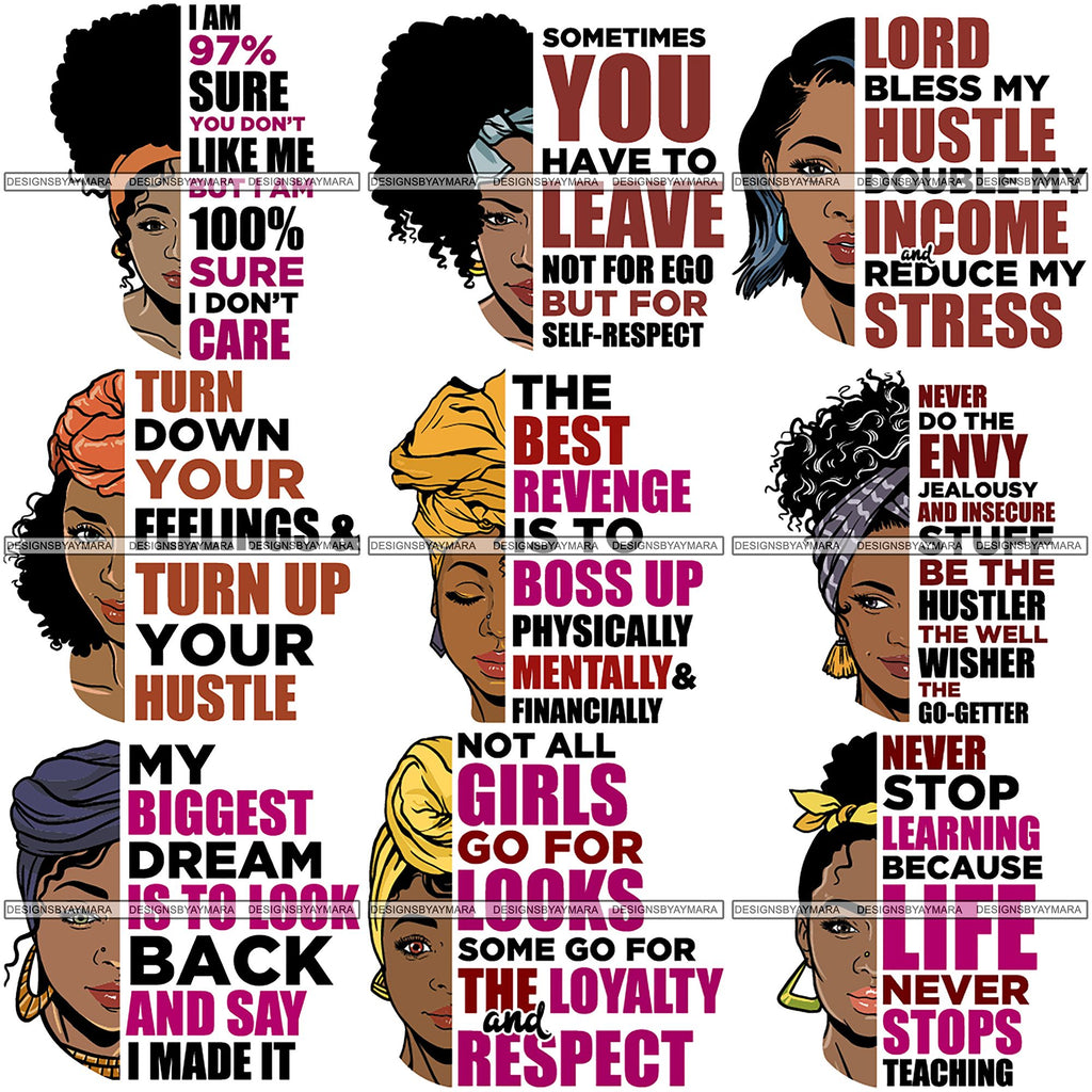 Download Bundle 9 Afro Melanin Popping Life Quotes SVG Cutting ...