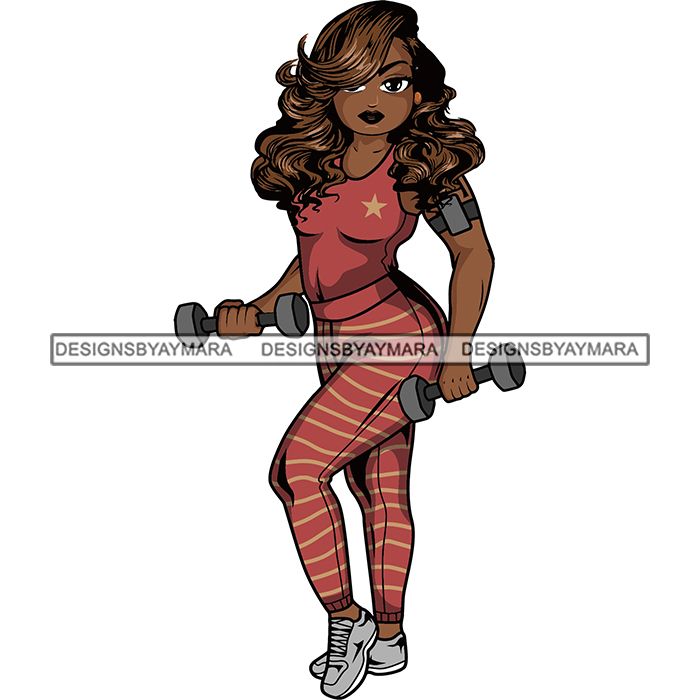 Download Lola Afro Beautiful Black Proud Woman Working Out .SVG Cutting Files F - DesignsByAymara
