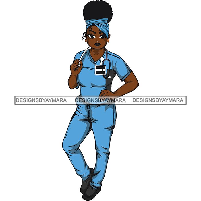 Afro Lola Nurse Medical Occupation SVG Cutting Files For Cricut Silhou ...