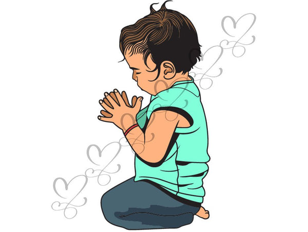 Boy Praying God Toddler Caucasian Ethnicity Religion Trust Child Confi ...