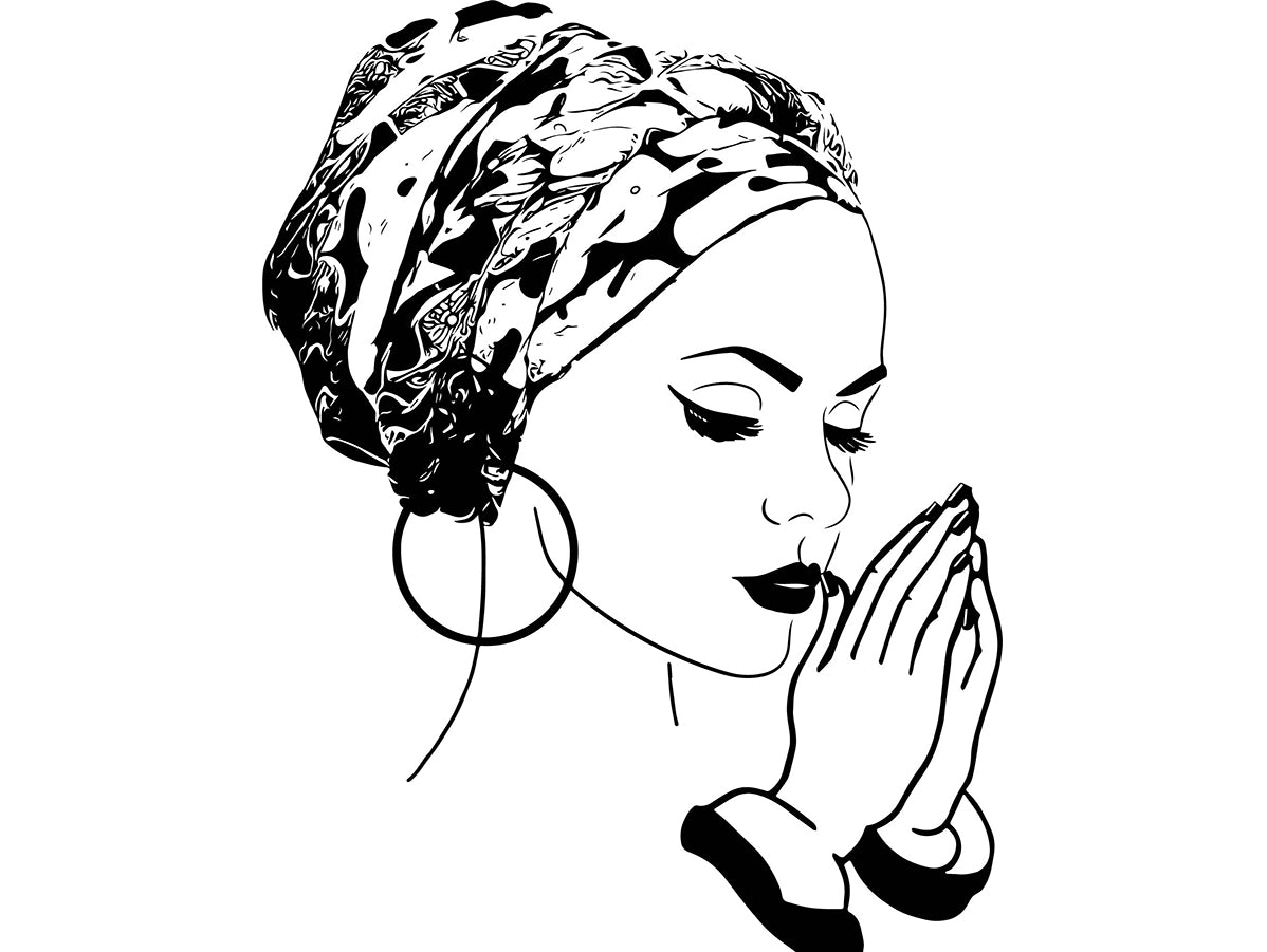 Download Black Woman Praying God Lady Nubian Queen Diva Mohawk Hairstyle .SVG . - DesignsByAymara