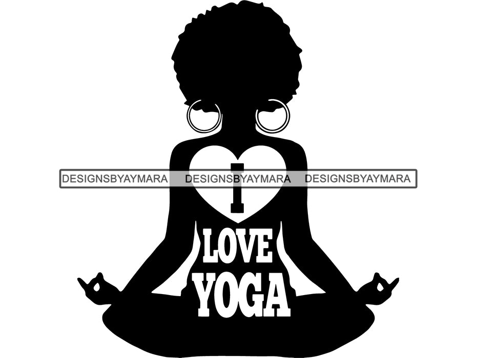 Download Woman Yoga Pose Meditation Love Text Silhouette Afro Fro ...