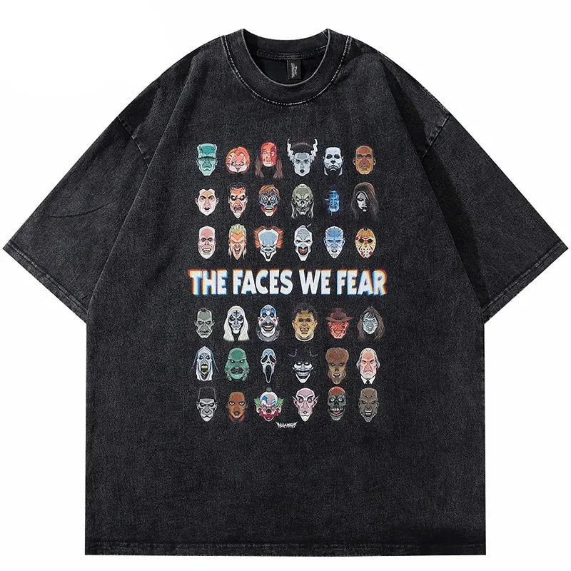 The Faces We Fear Dusty Color O-Neck T-Shirt