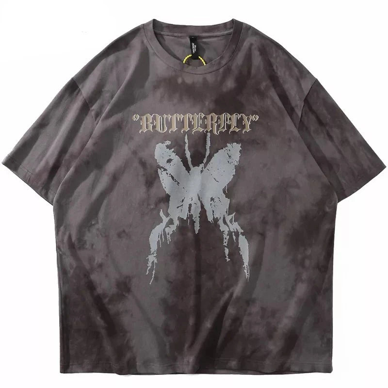 Tie Die Butterfly Graphic Loose T-Shirt