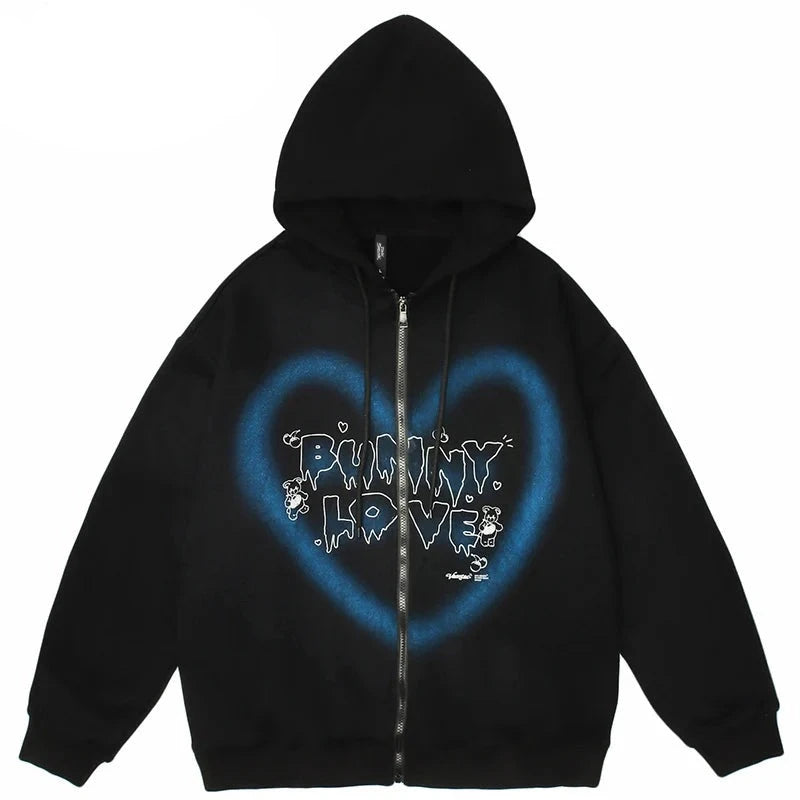 Bunny Lover Graffiti Heart Shape Hoodie