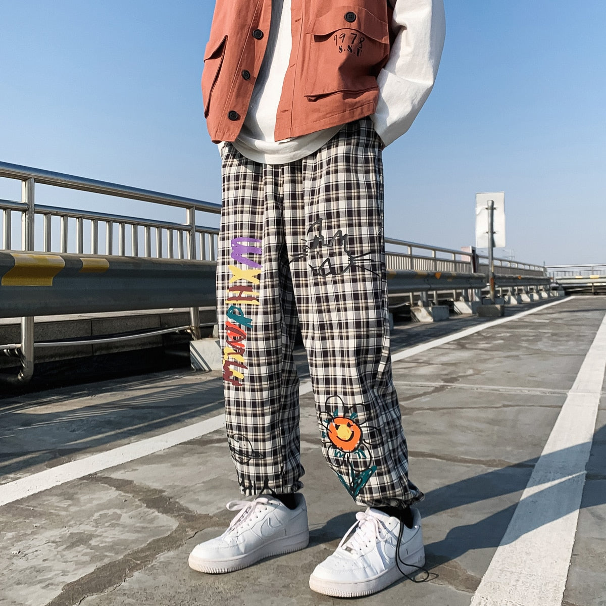 Cartoonist Plaid Design Pants