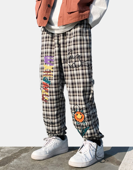 Cartoonist Plaid Design Pants