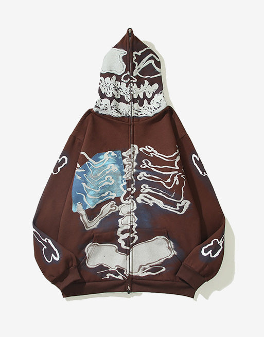 Skeleton Cactus Zip Hoodie