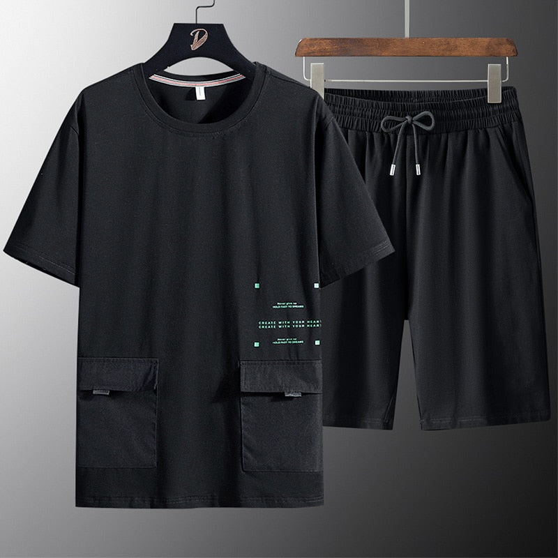 Two Pockets Loose T-Shirt + Shorts Set