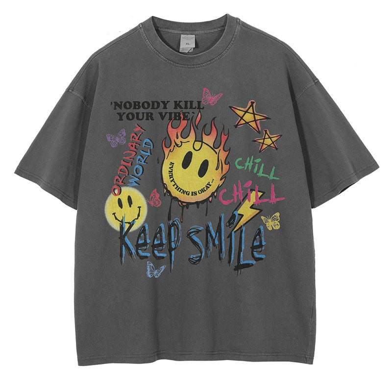 Keep Smile Graffiti Emoji Design T-Shirt