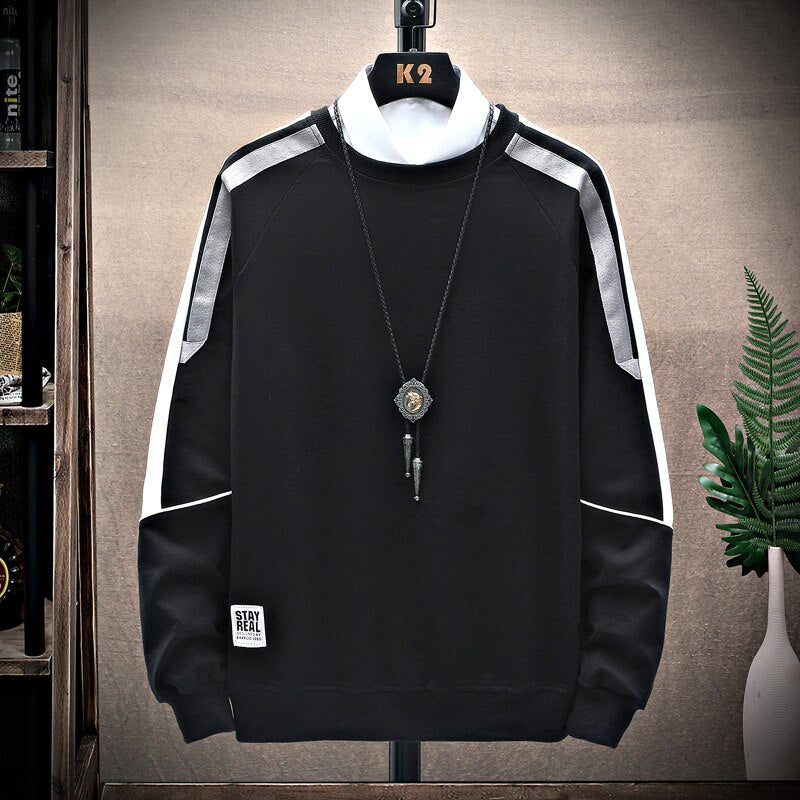 Double Collar Rib Style Sleeves Pullover Sweatshirts