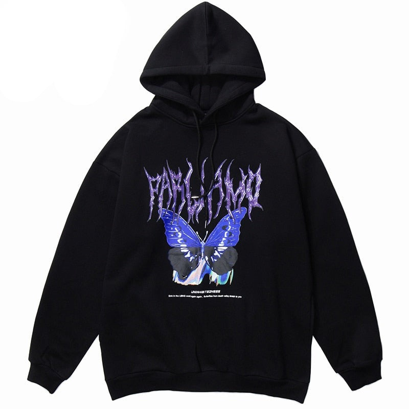 Blue Morpho Butterfly Pullover Hoodie