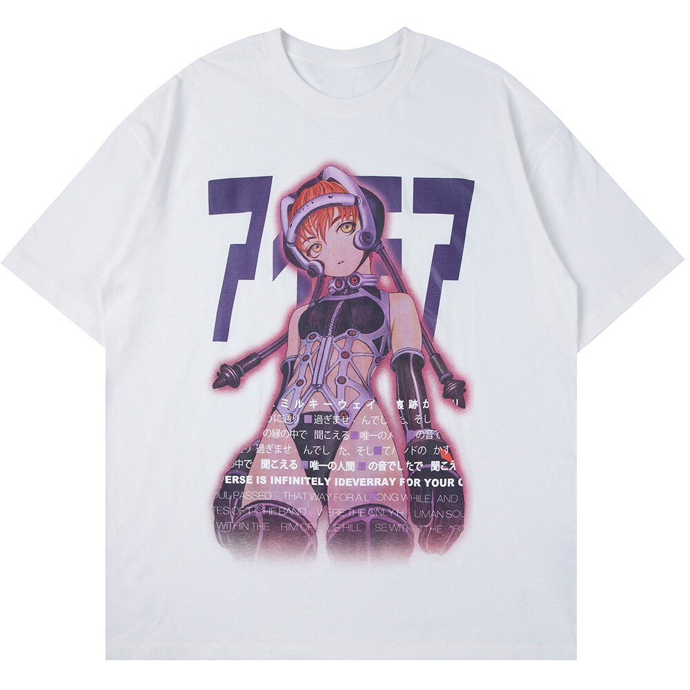 Manga Girl Kanji Anime Graphic T-Shirt