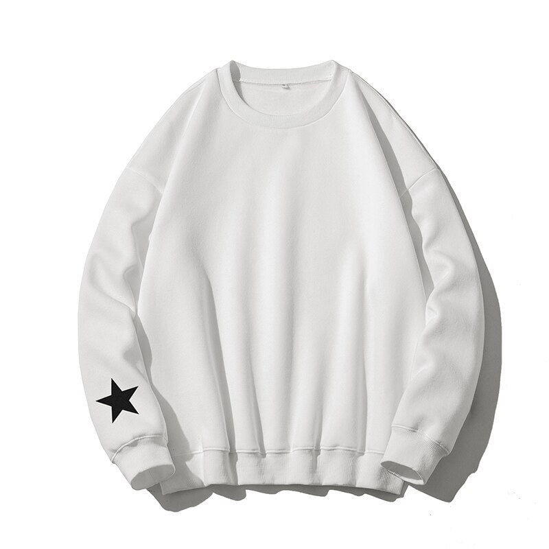 Star On Sleeve Crew Neck Sweatshirt