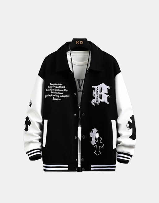 B Cross Patch Varsity Jacket