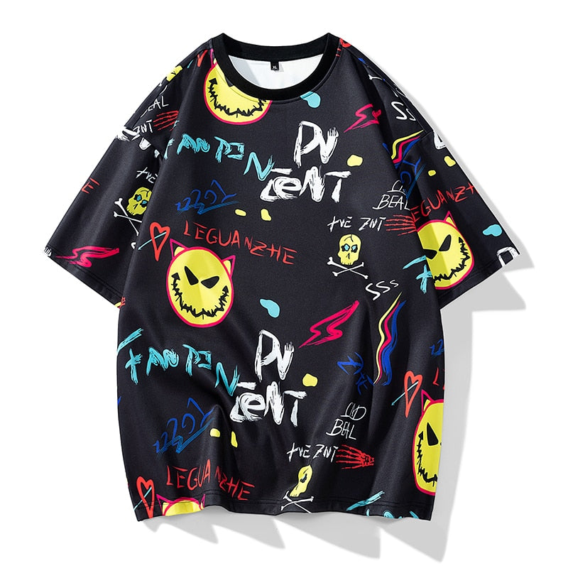 Devil Laugh With Multi Emoticons O-Neck T-Shirts