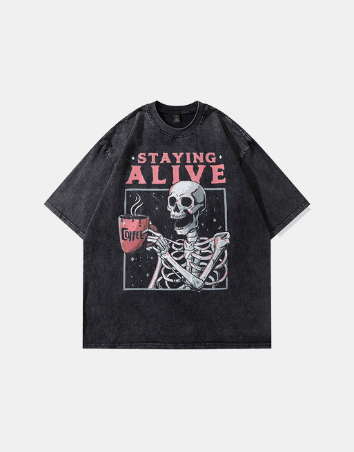 Staying Alive Skeleton T-Shirt