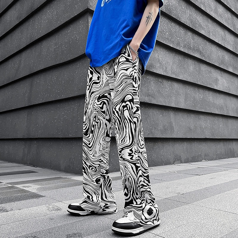 Abstract Waving Vector Art Pants