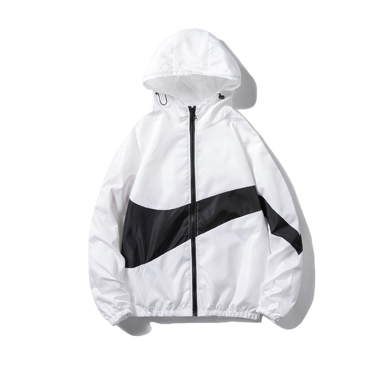 Horizontal Broad Stripe Zipper Hoodie