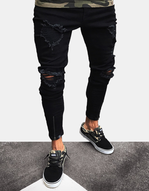 Distressed IVBlack Skinny Jeans