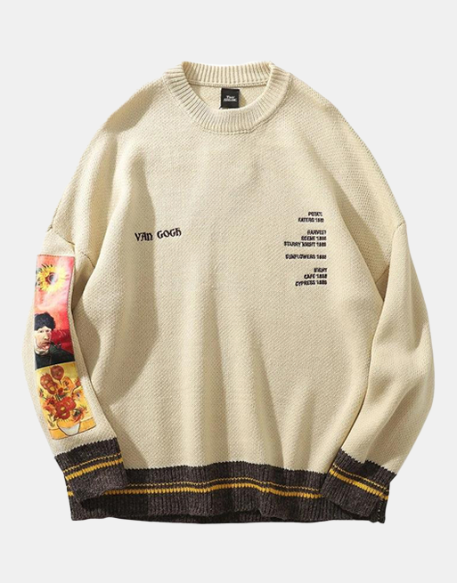 Retro Van Gogh Knitted Sweater