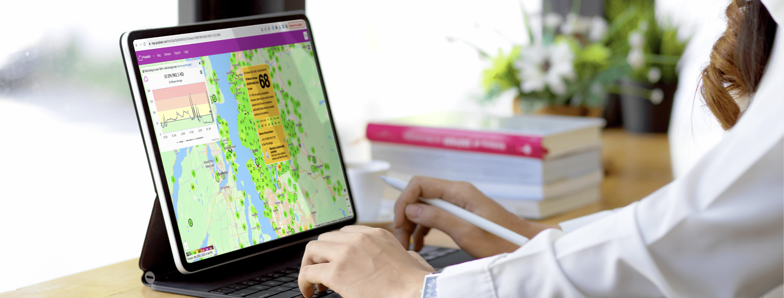 Man Using PurpleAir's Air Quality Map