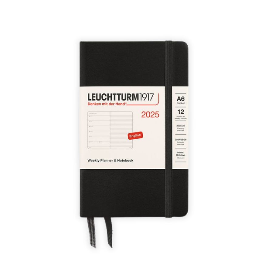 Leuchtturm Weekly Planner & Hardcover Notebook 2025 - A6, Black