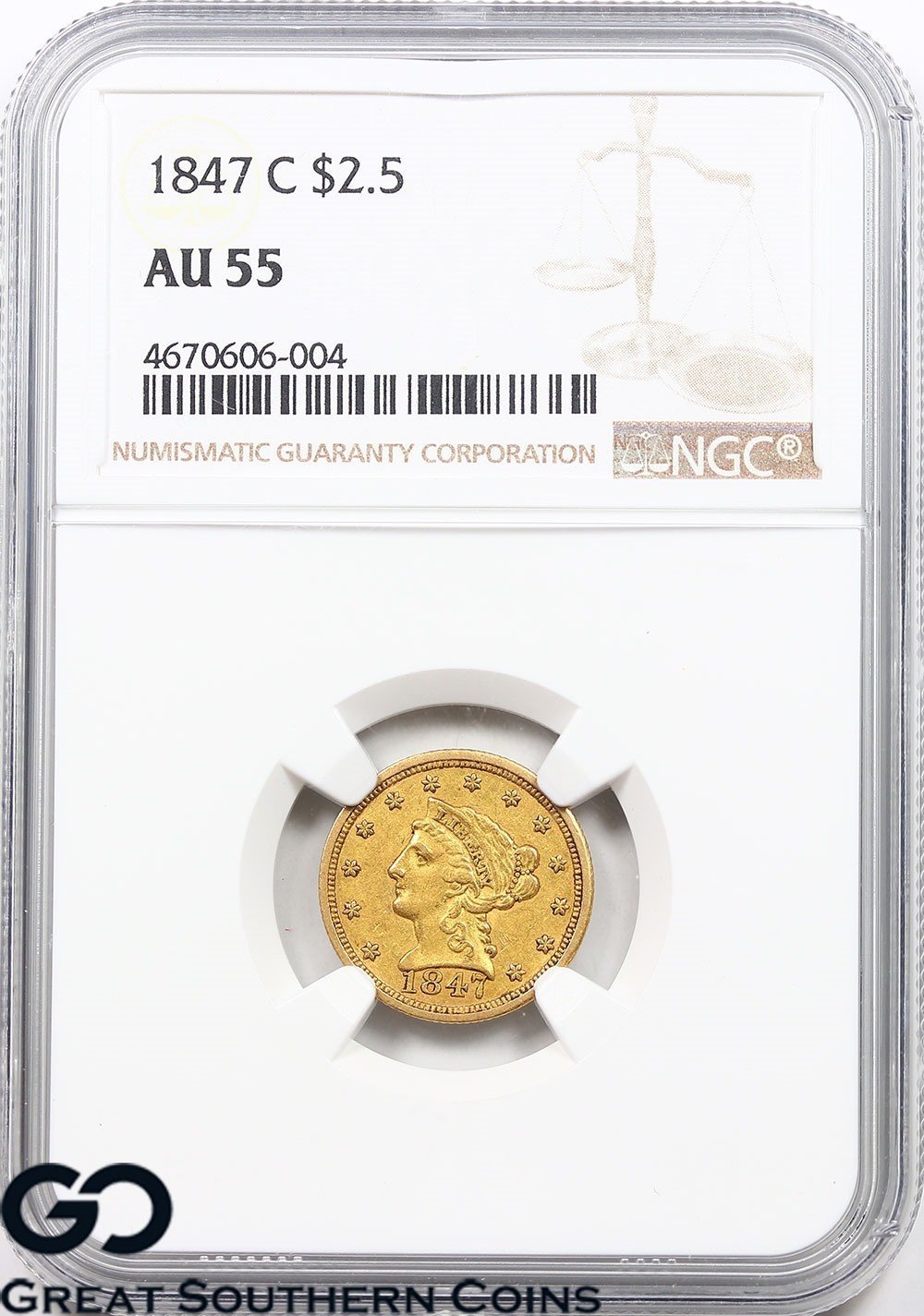 1847 C Ngc Quarter Eagle 25 Gold Liberty Au 55 Collectible Charlotte Date