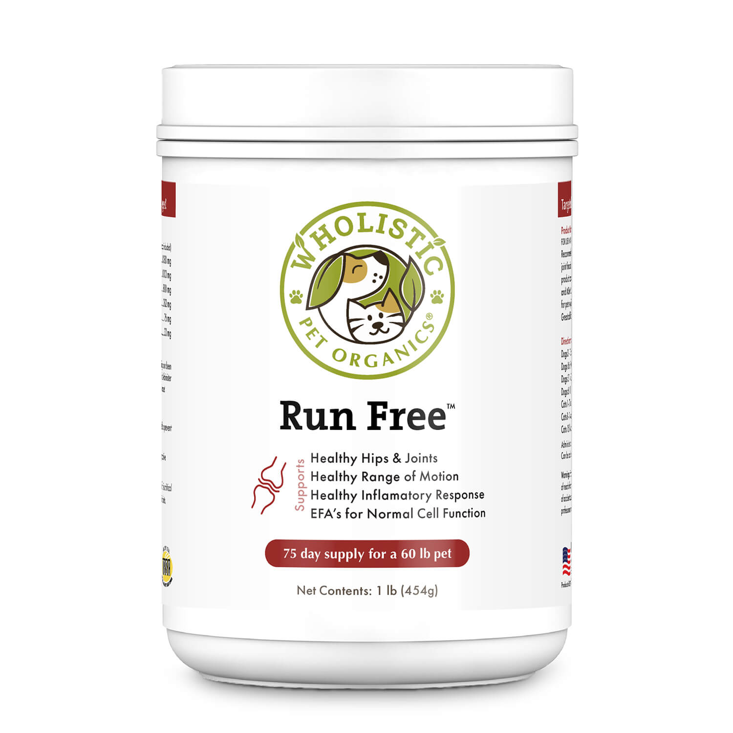 Wholistic Pet Organics Run Free for targeted joint support in dogs and cats